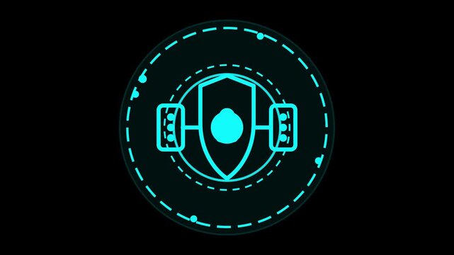 Digital icon symbolizing advanced automotive safety and performance, depicting a protective shield over vehicle components, ideal for dynamic high-resolution visualization