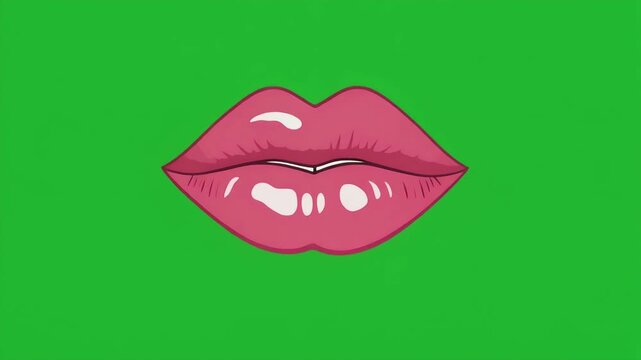 Stylized lips with a glossy finish against a green background.