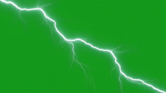A bright white lightning bolt strikes across a vibrant green background.
