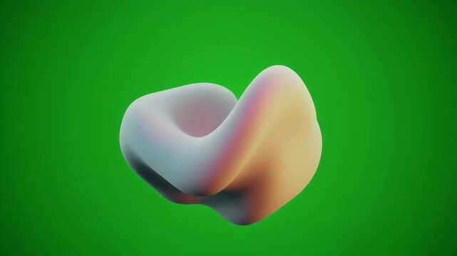 A softly rendered, amorphous 3D object with blended colors on a vibrant green background.