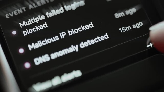 Interactive Event alerts block malicious IP and DNS anomalies