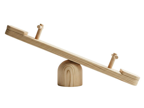 Small wooden seesaw toy for children isolated on a white background isolated on transparent background