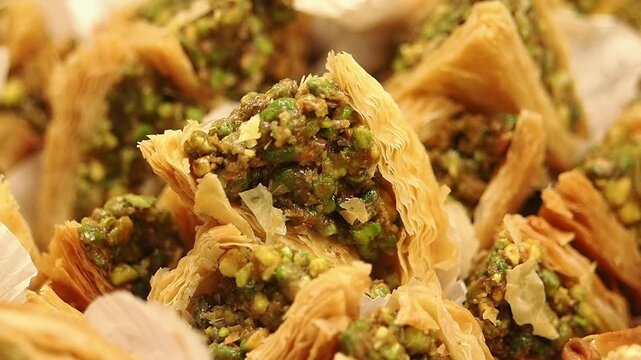 Enjoying baklava at a local market in Istanbul