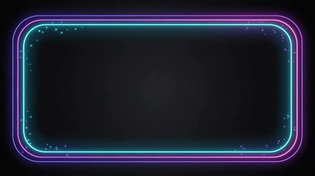 Glowing neon rectangular frames flickering on black background