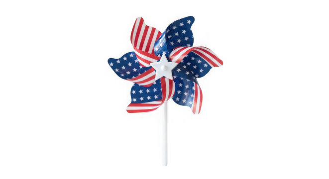 American flag pinwheel toy isolated on transparent background