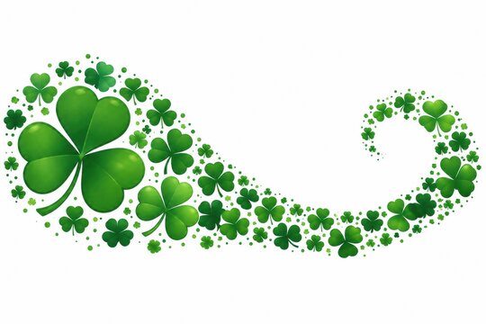 Green shamrock clover swirl design element for saint patricks day
