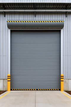 Warehouse loading dock with closed roller shutter door