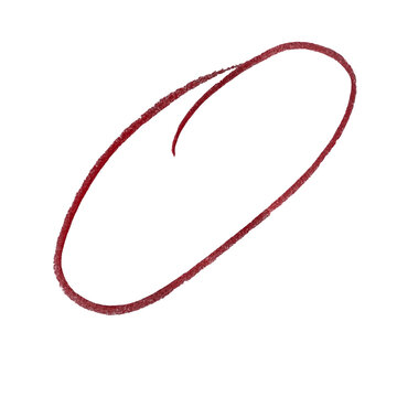 A single hand drawn red circle doodle shape on a plain surface