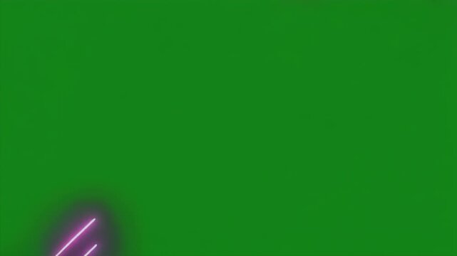 Diagonal neon lines of cyan and magenta streak across a vibrant green background.