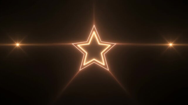A glowing neon star shape with lens flares and a dark background.