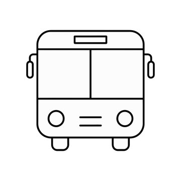 Minimalist black and white line drawing of a front view bus icon