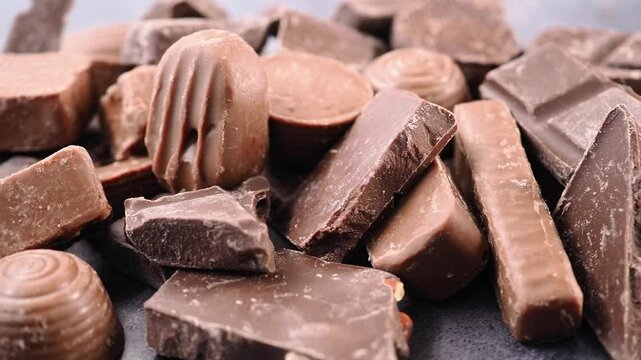 Chocolate pieces on a table