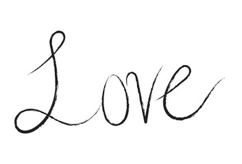 Black hand drawn cursive love typography calligraphic word isolated on white background vector illustration © QaziazKhan