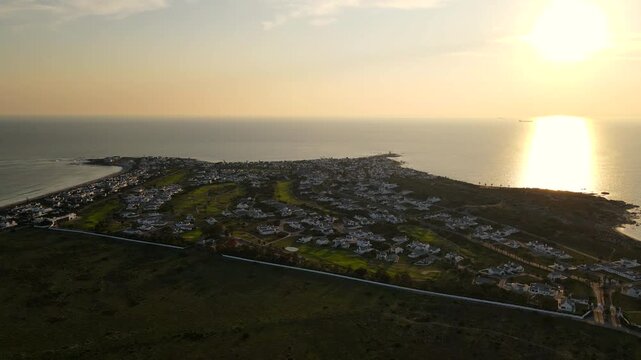 Shelley Point Country Club and golf course in St Helena Bay. Sunrise aerial view