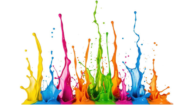 Colorful paint splash explosion isolated on transparent background