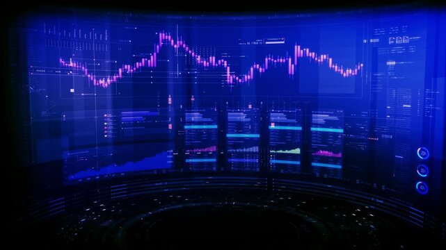 Futuristic global financial data visualization, world map and digital globe with candlestick chart, stock trading analytics, forex market dashboard, fintech infographic, big data interface