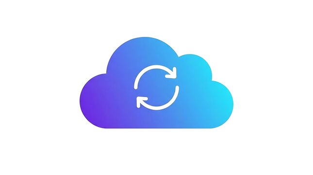 Blue and purple gradient cloud sync icon