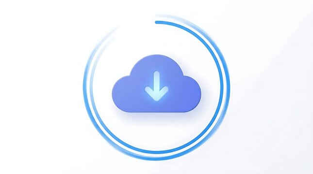 Blue cloud icon with download arrow