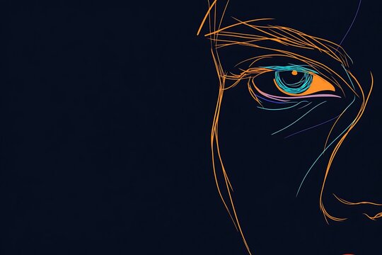 Mysterious glowing eye in the depths of a dark abyss