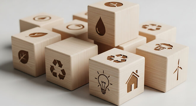 Stacked wooden blocks with plus and minus icons