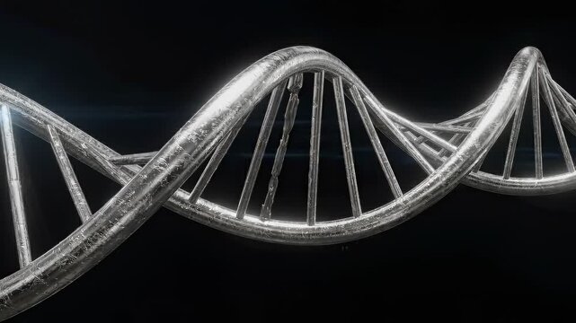 Radiant Platinum DNA Double Helix Pure Black Void Dramatic Chiaroscuro