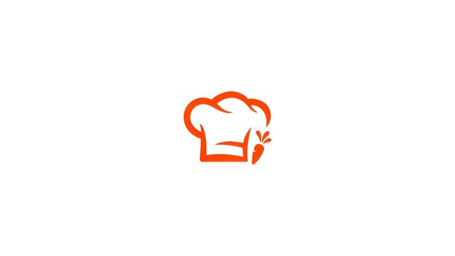 Minimalist orange chef hat with carrot icon illustration with orange vector outline simple orange professional preparation restaurant ingredient