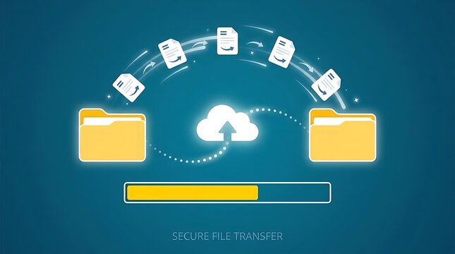 Secure file transfer concept with cloud and folders