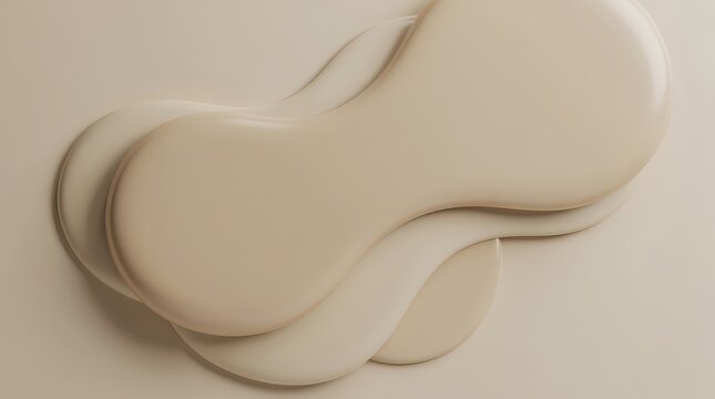Smooth, layered beige-colored abstract shapes create a minimalistic and modern visual with soft shadows and a fluid appearance.