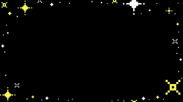 Sparkling pixel stars form a glowing border around a dark center space suitable for custom text and graphics placement.