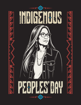 Indigenous Peoples&rsquo; Day Native American Woman Geometric Poster
