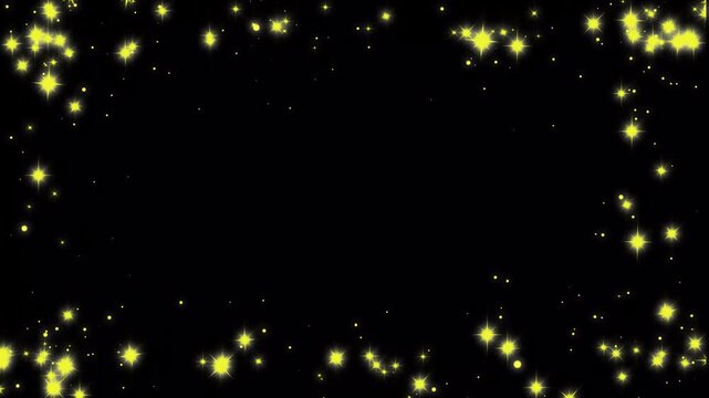 Glittering rectangle star border backdrop in 4k featuring radiant particle burst, glowing center light ray, magic line swirl, elegant vertical luxury, and sparkling frame