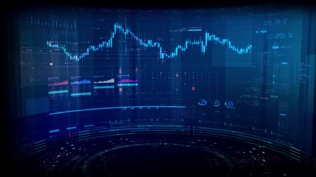 Futuristic global financial data visualization, world map and digital globe with candlestick chart, stock trading analytics, forex market dashboard, fintech infographic, big data interface