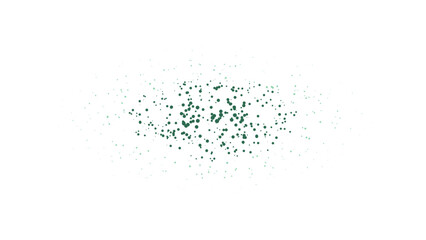 Obraz premium Abstract digital particle cloud with green and teal glowing pixels forming an oval shape on a black background, for technology concepts