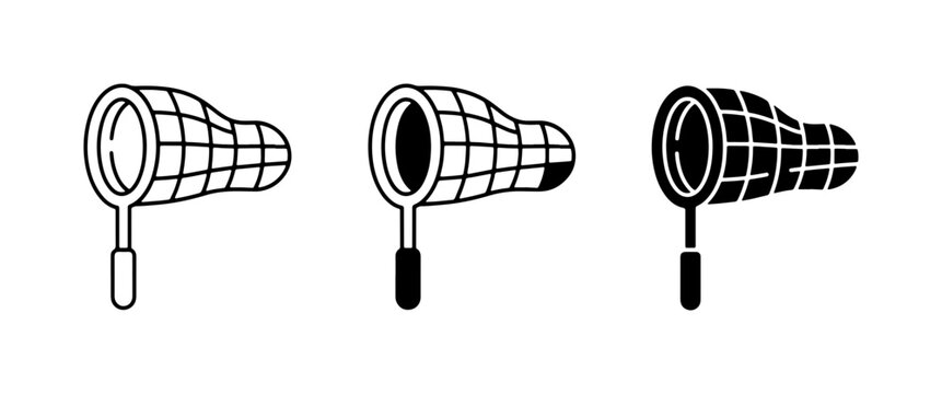 Butterfly Net Icons: Outline, Filled, Silhouette Vector Graphics for Outdoor Activities