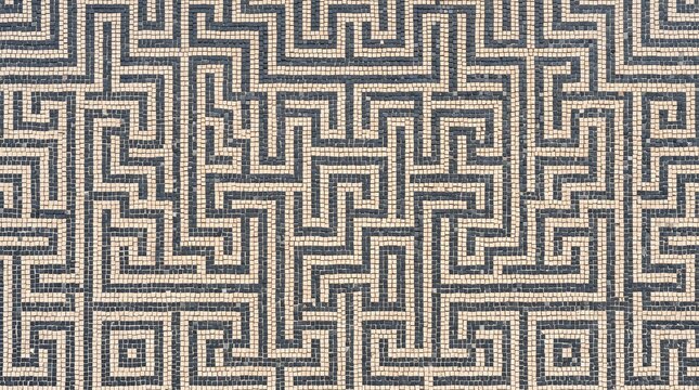 Grey maze labyrinth mosaic geometric pattern background