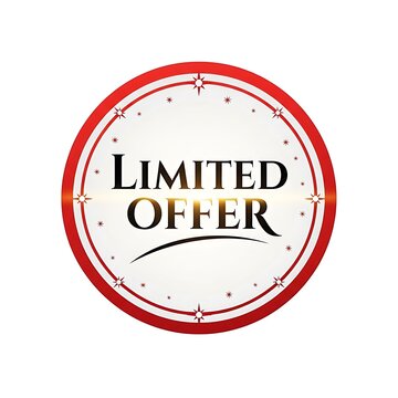 Limited offer round badge featuring bold red border design for marketing sales and promotional retail events
