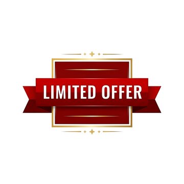Limited offer red badge with gold frame and decorative elements for professional retail marketing sales campaigns