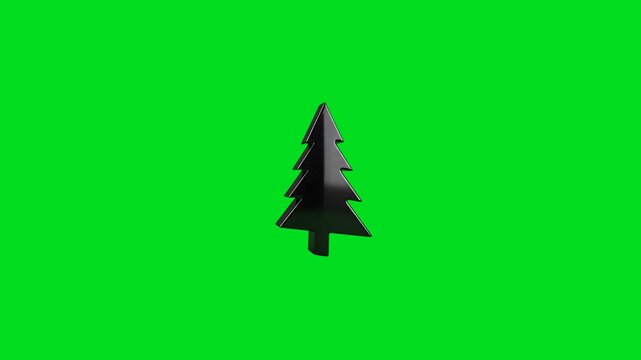 Minimalist black pine tree icon isolated against a vibrant green background