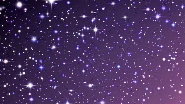 Starry night sky with twinkling stars and shimmering lights transitioning through shades of purple and blue, creating a mesmerizing cosmic effect in a seamless flow