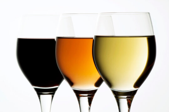 different wines, three glasses