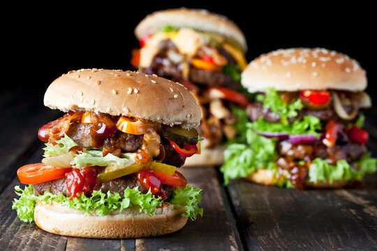 Three double burgers