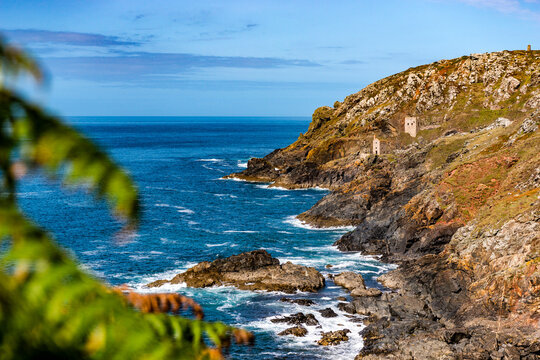 The Botallack Mine ruin stands on the cliff in West Cornwall