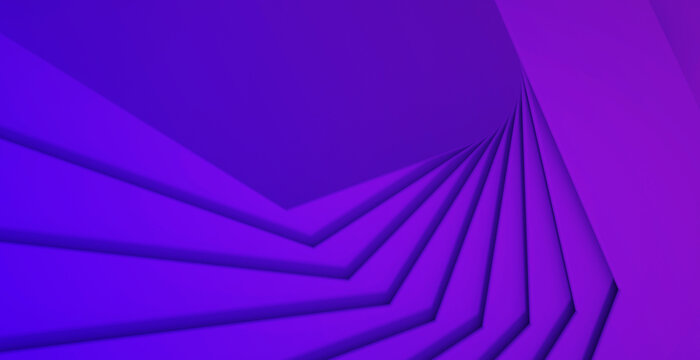 Abstract purple shapes create an echoing background pattern
