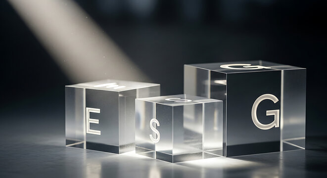 Floating transparent letters spelling 3d cube