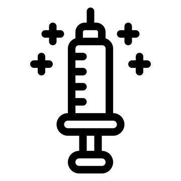 Medical Syringe Injection Vaccine Line Icon