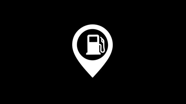 Gas station location pin icon motion map for navigation and web design