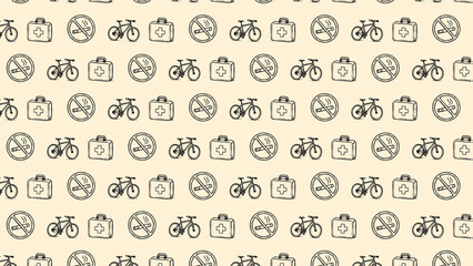 Fototapeta premium Fitness medical healing vector doodle pattern 