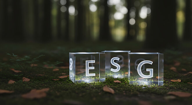 Modern esg illuminated sign on dark background