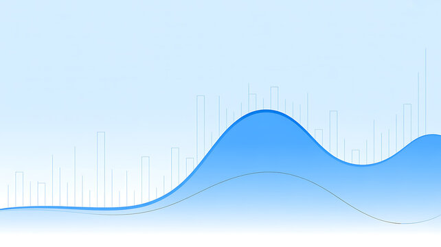 Blue wave graph with vertical bars on light blue background chart line 