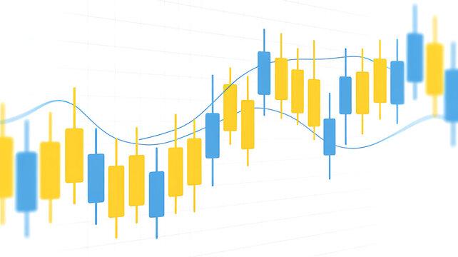 Japanese Candlestick Chart with Trend Line and Grid Lines stock market, trading